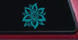 Poinsettia Flower Car or Truck Vinyl Window Decal Sticker (Turquoise Blue)