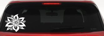Poinsettia Flower Car or Truck Vinyl Window Decal Sticker (White)