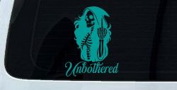Unbothered Female Skeleton Grim Reaper Shooting Bird Car or Truck Vinyl Window Decal Sticker (Turquoise)