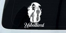 Unbothered Female Skeleton Grim Reaper Shooting Bird Car or Truck Vinyl Window Decal Sticker