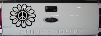 Peace Power Hippie Flower Car or Truck Vinyl Window Decal Sticker (Black)