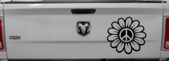 Peace Power Hippie Flower Car or Truck Vinyl Window Decal Sticker (Black)