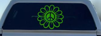 Peace Power Hippie Flower Car or Truck Vinyl Window Decal Sticker (Lime)