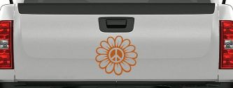 Peace Power Hippie Flower Car or Truck Vinyl Window Decal Sticker (Nut Brown)