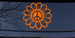 Peace Power Hippie Flower Car or Truck Vinyl Window Decal Sticker (Orange)