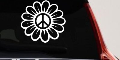Peace Power Hippie Flower Car or Truck Vinyl Window Decal Sticker