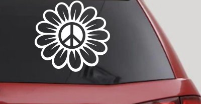 Peace Power Hippie Flower Car or Truck Vinyl Window Decal Sticker