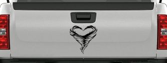Tornado Heart Car or Truck Vinyl Window Decal Sticker (Black)