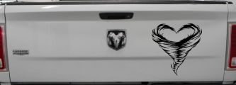 Tornado Heart Car or Truck Vinyl Window Decal Sticker (Black)