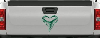Tornado Heart Car or Truck Vinyl Window Decal Sticker (Dark Green)