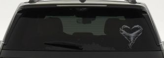 Tornado Heart Car or Truck Vinyl Window Decal Sticker (Silver)