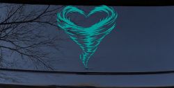Tornado Heart Car or Truck Vinyl Window Decal Sticker (Turquoise)