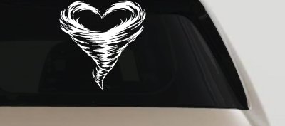Tornado Heart Car or Truck Vinyl Window Decal Sticker