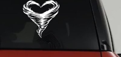Tornado Heart Car or Truck Vinyl Window Decal Sticker