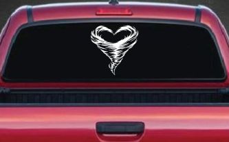 Tornado Heart Car or Truck Vinyl Window Decal Sticker
