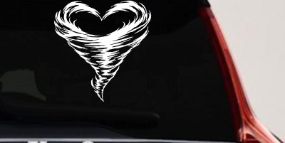 Tornado Heart Car or Truck Vinyl Window Decal Sticker