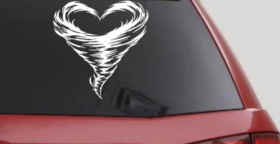 Tornado Heart Car or Truck Vinyl Window Decal Sticker