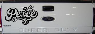 Word Peace with Peace Sign Car or Truck Vinyl Window Decal Sticker (Black)