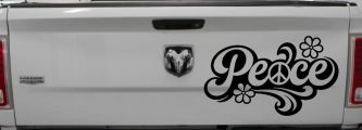 Word Peace with Peace Sign Car or Truck Vinyl Window Decal Sticker (Black)