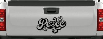 Word Peace with Peace Sign Car or Truck Vinyl Window Decal Sticker (Black)
