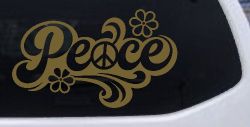 Word Peace with Peace Sign Car or Truck Vinyl Window Decal Sticker (Gold)