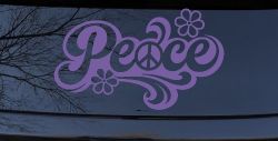 Word Peace with Peace Sign Car or Truck Vinyl Window Decal Sticker (Purple)