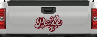 Word Peace with Peace Sign Car or Truck Vinyl Window Decal Sticker (Purple Red)