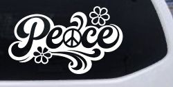 Word Peace with Peace Sign Car or Truck Vinyl Window Decal Sticker