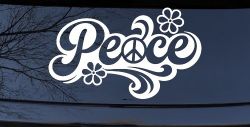 Word Peace with Peace Sign Car or Truck Vinyl Window Decal Sticker