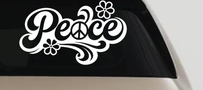 Word Peace with Peace Sign Car or Truck Vinyl Window Decal Sticker