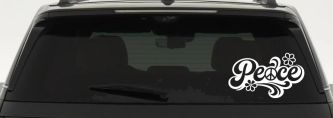 Word Peace with Peace Sign Car or Truck Vinyl Window Decal Sticker (White)