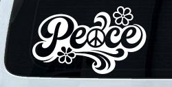 Word Peace with Peace Sign Car or Truck Vinyl Window Decal Sticker