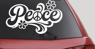 Word Peace with Peace Sign Car or Truck Vinyl Window Decal Sticker