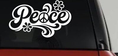 Word Peace with Peace Sign Car or Truck Vinyl Window Decal Sticker