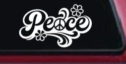 Word Peace with Peace Sign Car or Truck Vinyl Window Decal Sticker