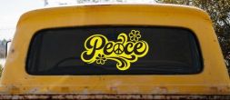 Word Peace with Peace Sign Car or Truck Vinyl Window Decal Sticker (Yellow)
