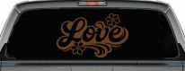 Love with Flowers and Swirls Car or Truck Vinyl Window Decal Sticker (Copper)