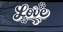 Love with Flowers and Swirls Car or Truck Vinyl Window Decal Sticker