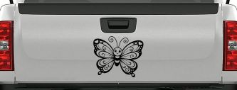 Butterfly with Hearts Car or Truck Vinyl Window Decal Sticker (Black)