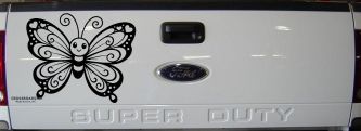 Butterfly with Hearts Car or Truck Vinyl Window Decal Sticker (Black)
