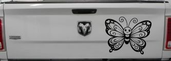 Butterfly with Hearts Car or Truck Vinyl Window Decal Sticker (Black)