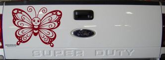Butterfly with Hearts Car or Truck Vinyl Window Decal Sticker (Burgundy)