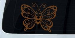 Butterfly with Hearts Car or Truck Vinyl Window Decal Sticker (Copper)