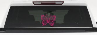 Butterfly with Hearts Car or Truck Vinyl Window Decal Sticker (Hot Pink)