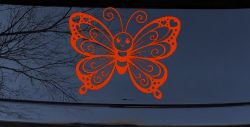 Butterfly with Hearts Car or Truck Vinyl Window Decal Sticker (Orange Red)