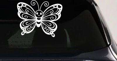 Butterfly with Hearts Car or Truck Vinyl Window Decal Sticker