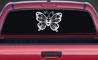 Butterfly with Hearts Car or Truck Vinyl Window Decal Sticker