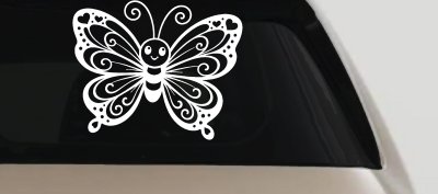 Butterfly with Hearts Car or Truck Vinyl Window Decal Sticker