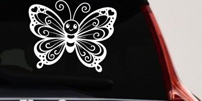 Butterfly with Hearts Car or Truck Vinyl Window Decal Sticker