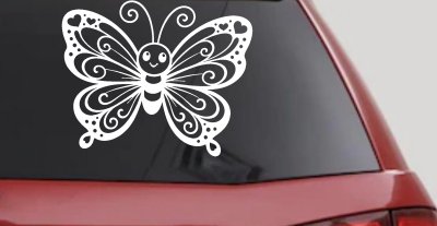 Butterfly with Hearts Car or Truck Vinyl Window Decal Sticker